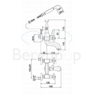 Fima Carlo Frattini Olivia F5004SN badkraan opbouw 2-greeps met garnituur geborsteld nikkel