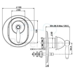 Fima Carlo Frattini Olivia F5009X2SN inbouw bad/ douchekraan 1-greeps met 2 weg omstelling (2 uitgangen) geborsteld nikkel