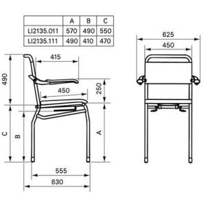 Handicare (Linido) LI2135011402 douche-/ toiletstoel (zithoogte 610mm) RVS gecoat wit