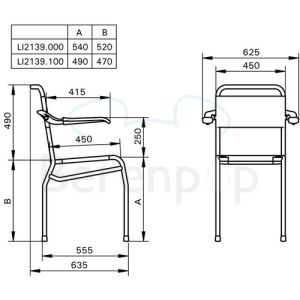 Handicare (Linido) LI2139100102 douchestoel (zithoogte 490mm) staal gecoat wit