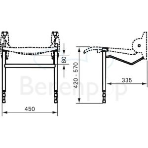 Handicare (Linido) LI2214201402 hulppootset voor douchezitting RVS gecoat wit