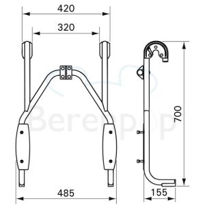 Handicare (Linido) LI2216001402 hangend frame voor douchezitting RVS gecoat wit