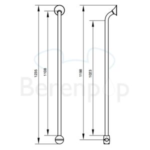 Handicare (Linido) LI2611018200 verticale combi-beugel Ergogrip 1235mm RVS gepolijst (witte afdekkap)