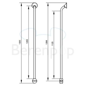 Handicare (Linido) LI2611019200 verticale combi-beugel Ergogrip 1335mm RVS gepolijst (witte afdekkap)