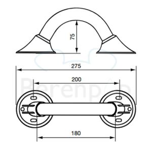 Handicare (Linido) LI2611020102 wandbeugel Ergogrip 200mm staal gecoat wit