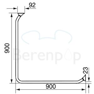 Handicare (Linido) LI2641000102 douchegordijnrail 90x90cm staal gecoat wit