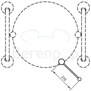 Handicare (Linido) LI2642002202 bedieningshendel kantelspiegel RVS gepolijst wit