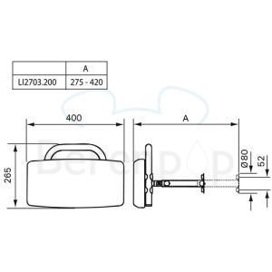 Handicare (Linido) LI2703200402 rugleuning voor muurbevestiging RVS gecoat wit