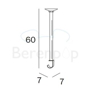 Inda Hotellerie A01470CR douchestang plafondsteun 60cm messing verchroomd