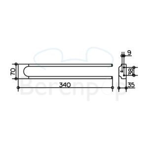Keuco Moll 12719010000 2-lids handdoekhouder 340mm chroom