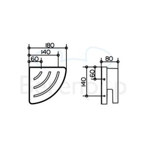 Keuco Moll 12757010000 hoekdouchekorf chroom/ wit