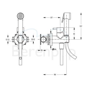 Raminex toiletdouches Tuka Tuka AC 676 51 toiletdouche met slang en mengkraan chroom