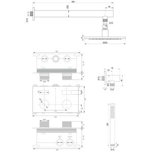 Brauer Carving 5-NG-184 thermostatische inbouw regendouche met drukknoppen SET 49 RVS geborsteld PVD