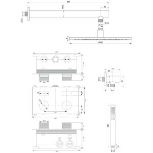 Brauer Carving 5-NG-185 thermostatische inbouw regendouche met drukknoppen SET 50 RVS geborsteld PVD