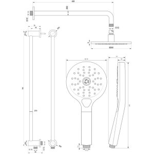 Brauer Carving 5-NG-204 thermostatische inbouw regendouche met drukknoppen SET 69 RVS geborsteld PVD