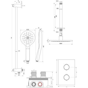 Brauer Carving 5-S-143 thermostatische inbouw regendouche 3-weg omstelling SET 47 mat zwart