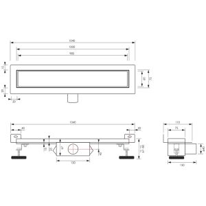 Brauer DR-MRFW100NG douchegoot met multifunctioneel rooster en flens voor wandmontage 7 x 100cm RVS geborsteld
