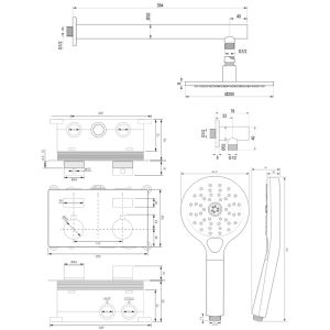 Brauer Edition 5-CE-166 thermostatische inbouw regendouche met drukknoppen SET 55 chroom