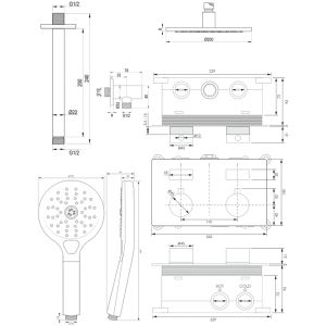 Brauer Edition 5-CE-170 thermostatische inbouw regendouche met drukknoppen SET 59 chroom