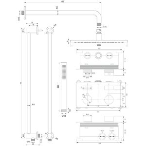 Brauer Edition 5-CE-175 thermostatische inbouw regendouche met drukknoppen SET 64 chroom