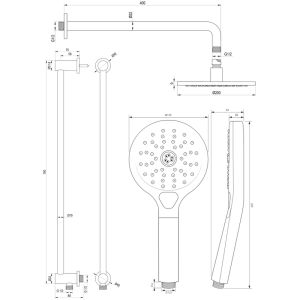 Brauer Edition 5-CE-180 thermostatische inbouw regendouche met drukknoppen SET 69 chroom