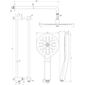 Brauer Edition 5-CE-181 thermostatische inbouw regendouche met drukknoppen SET 70 chroom