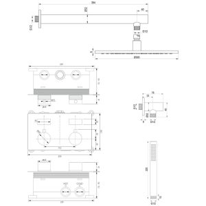 Brauer Edition 5-GG-161 thermostatische inbouw regendouche met drukknoppen SET 50 goud geborsteld PVD