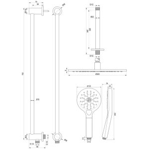Brauer Edition 5-GK-039 thermostatische inbouw regendouche SET 24 koper geborsteld PVD