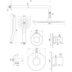 Brauer Edition 5-GK-077 thermostatische inbouw regendouche SET 10 koper geborsteld PVD
