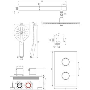 Brauer Edition 5-NG-059 thermostatische inbouw regendouche 3-weg omstelling SET 32 RVS geborsteld PVD