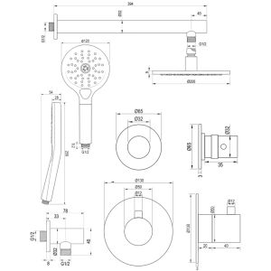 Brauer Edition 5-S-028 thermostatische inbouw regendouche SET 07 mat zwart