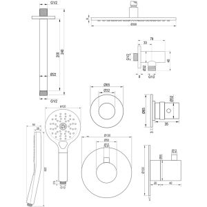 Brauer Edition 5-S-031 thermostatische inbouw regendouche SET 12 mat zwart