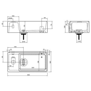 Clou New Flush 3 CL0303432 fontein 35x18cm keramiek wit