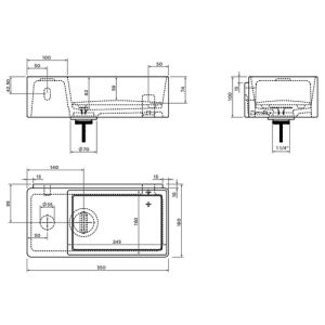 Clou New Flush 3 CL031343202 fontein 35x18cm met vlakke afvoerplaat aluite mat wit