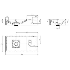 Clou Vale CL0302161R fontein 38x19cm zonder kraangat rechts mat wit keramiek