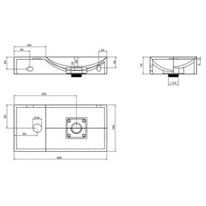 Clou Vale CL0303161L fontein 38x19cm zonder kraangat links glanzend wit keramiek