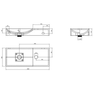Clou Vale CL030316201R fontein 45x19cm met kraangat rechts glanzend wit keramiek