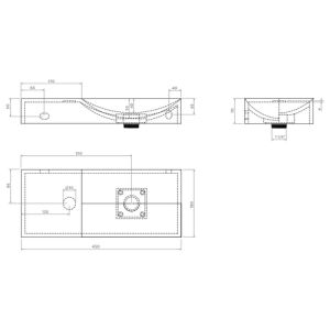 Clou Vale CL0303162L fontein 45x19cm zonder kraangat links glanzend wit keramiek