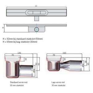 ACO ShowerDrain C 408740 douchegoot 108,5cm zijuitloop