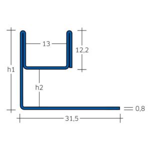 Blanke Aqua Glas 2042840080210 glasprofiel 2100x21x8mm RVS verchroomd
