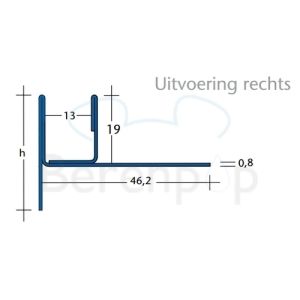 Blanke Aqua Keil Glas 1932840200R glas afsluitprofiel 2000x60mm rechts RVS verchroomd