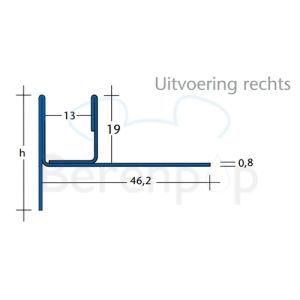 Blanke Aqua Keil Glas 1932856098R glas afsluitprofiel 980x34mm rechts mat zwart