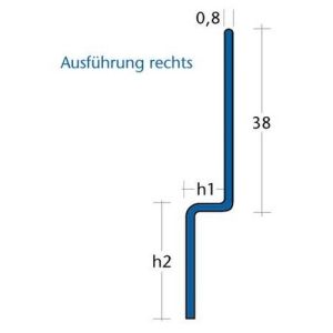 Blanke Aqua Keil Wand 8452840080R afsluitprofiel 980x8x24mm rechts RVS verchroomd