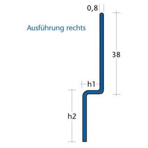 Blanke Aqua Keil Wand 846280B080R afsluitprofiel 1480x8x32mm rechts RVS geborsteld