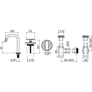 Clou Kaldur CL060509920 set tbv (New)Flush / First fonteinen - fonteinkraan (rechtse versie), sifon en afvoerplug, mat wit