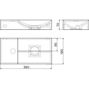 Clou Vale CL0302161L fontein 38x19cm zonder kraangat links mat wit keramiek
