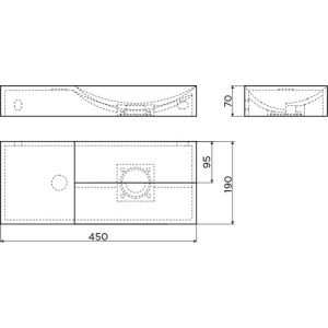 Clou Vale CL0303162L fontein 45x19cm zonder kraangat links glanzend wit keramiek