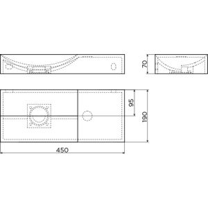 Clou Vale CL0303162R fontein 45x19cm zonder kraangat rechts glanzend wit keramiek