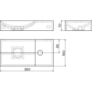 Clou Vale CL033016101R fontein 38x19cm met kraangat rechts mat zwart keramiek