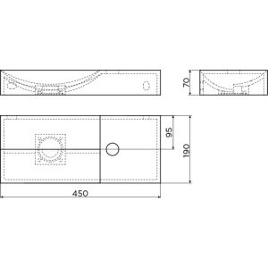 Clou Vale CL033016201R fontein 45x19cm met kraangat rechts mat zwart keramiek